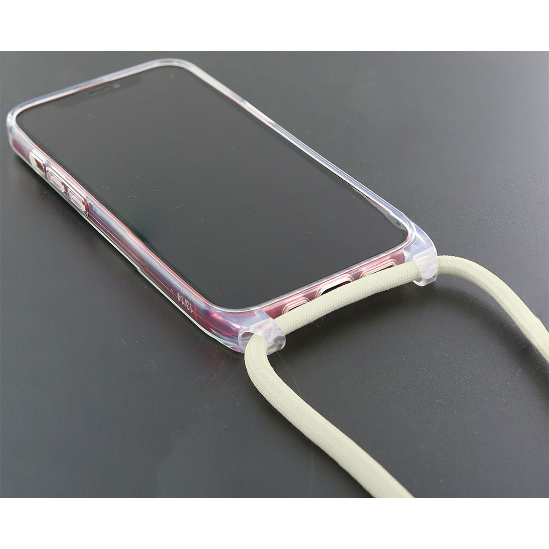 Coque renforcée pour iPhone 12/12Pro avec tour de cou 8mm - Beige