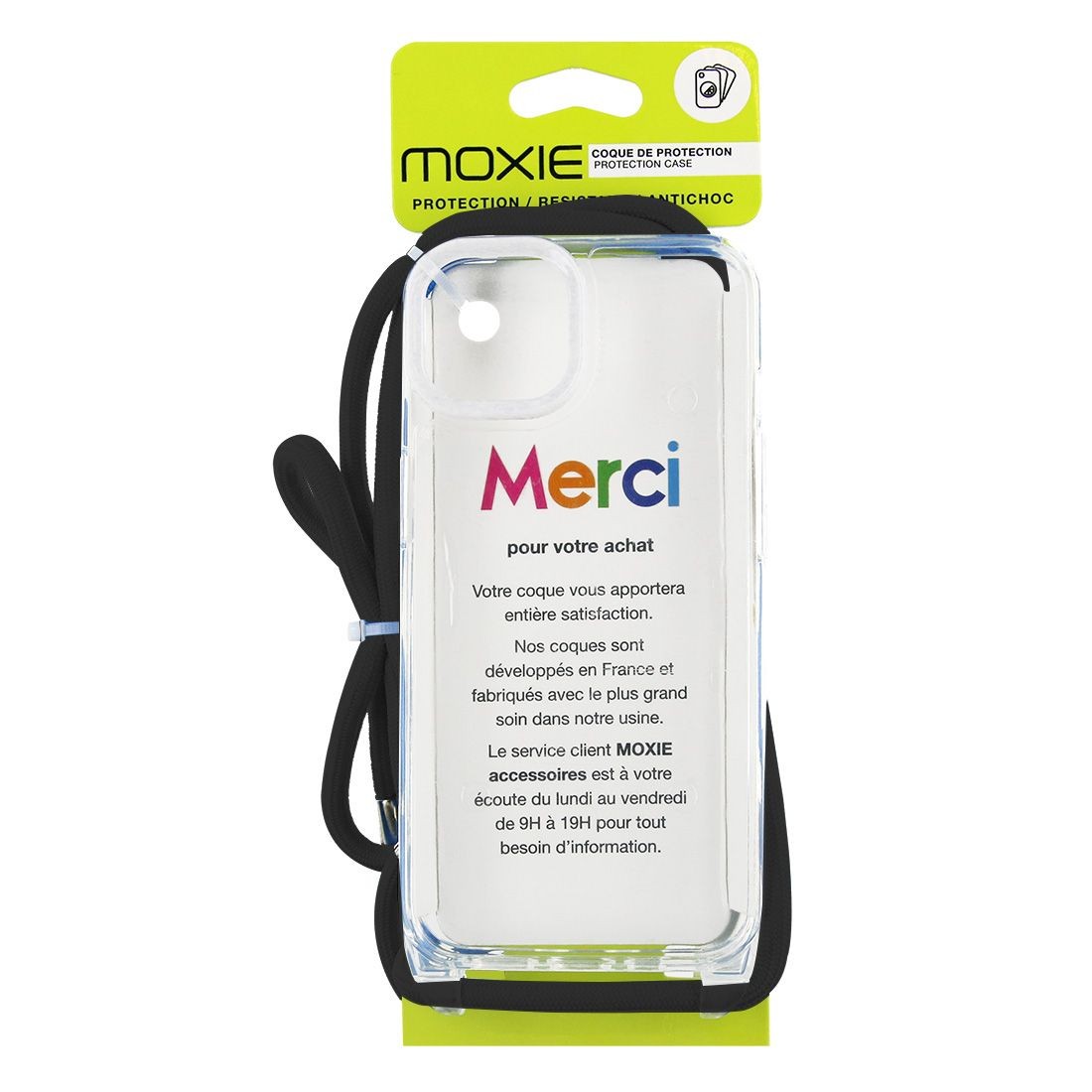 Coque renforcée pour iPhone 12/12Pro avec tour de cou 8mm - Noir