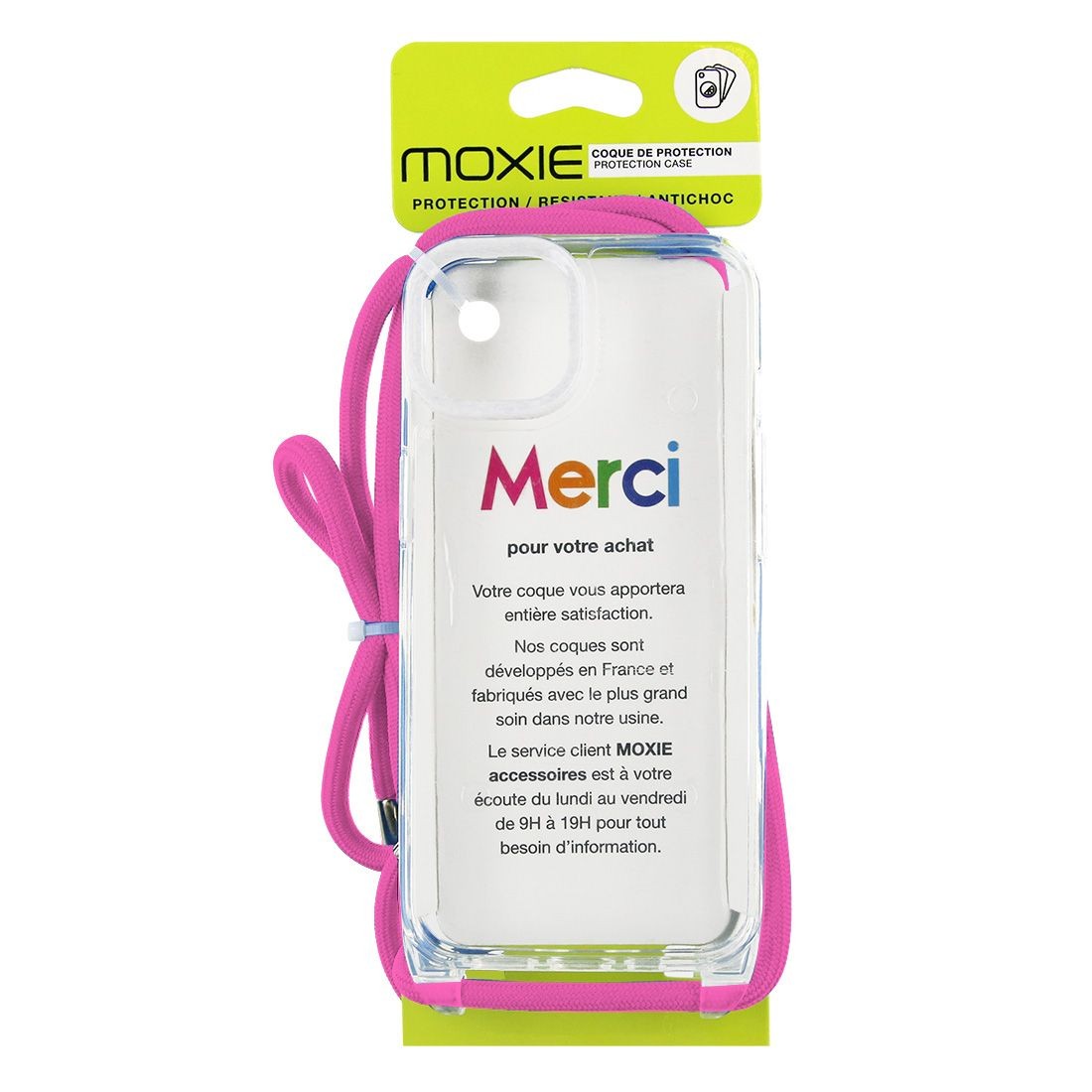 Coque renforcée pour iPhone 13 avec tour de cou 8mm - rose