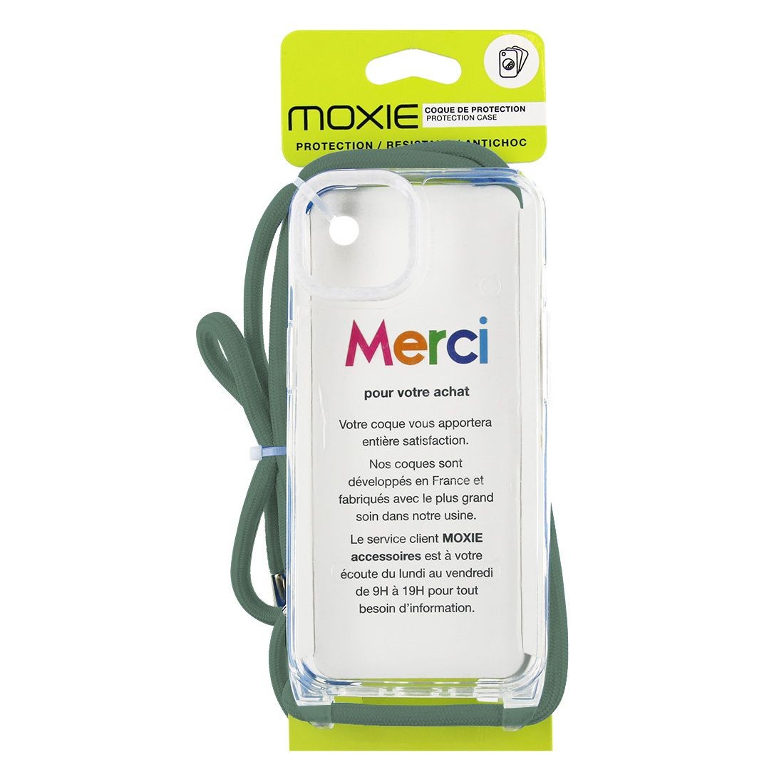 Coque renforcée pour iPhone 11 avec tour de cou 8mm - Pin vert