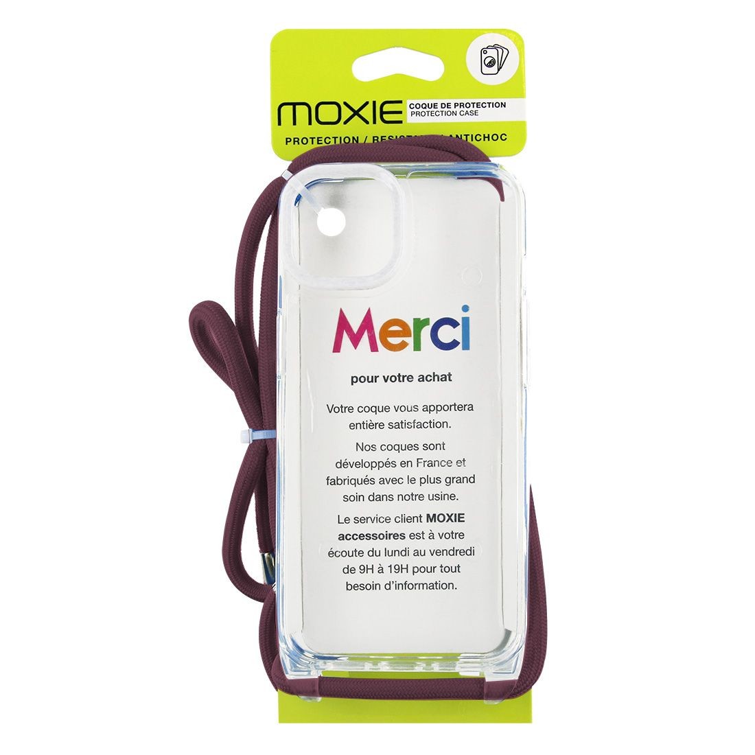 Coque renforcée pour iPhone 11 avec tour de cou 8mm - Lie de vin