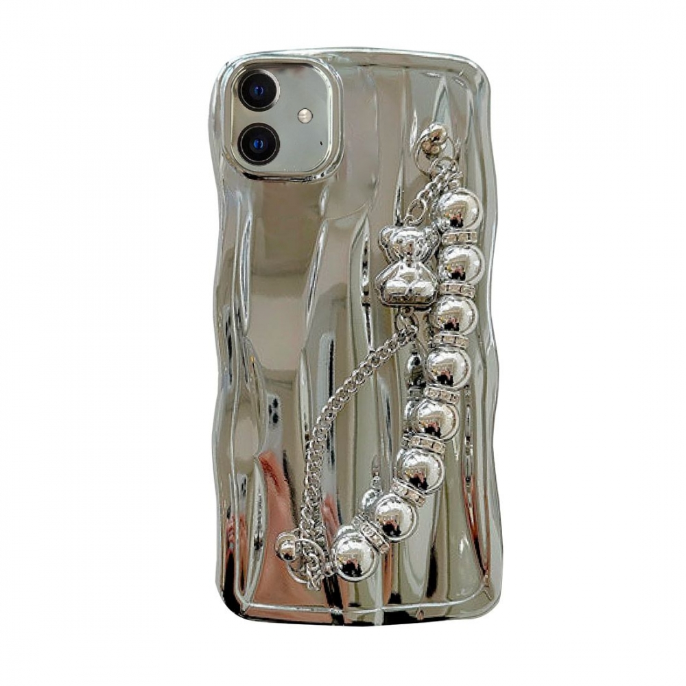 Coque TPU motif Relief avec dragonne bijoux pour iphone 12 - Argent