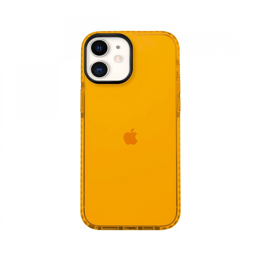 Coque tpu renforcée avec liseret noir pour iPhone 12/12 Pro - orange transparent