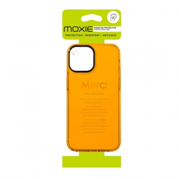 Coque tpu renforcée avec liseret noir pour iPhone 12/12 Pro - orange transparent