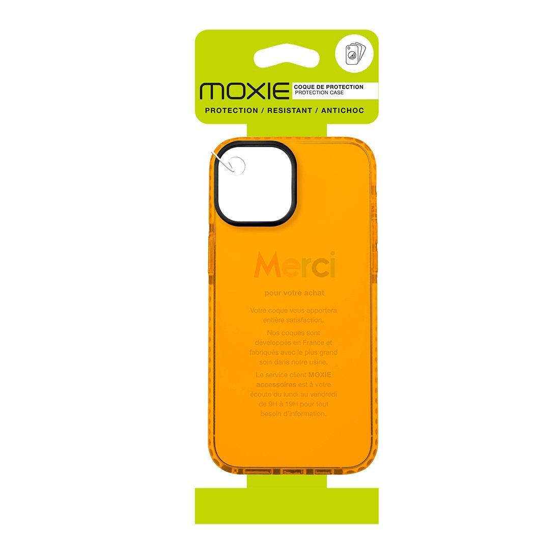Coque tpu renforcée avec liseret noir pour iPhone 14 - orange transparent