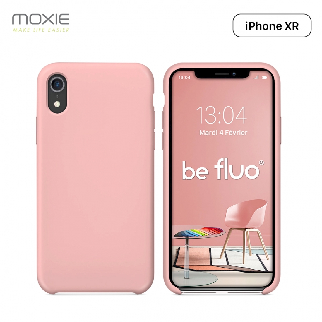 Moxie Coque iPhone XR [BeFluo] Coque Silicone Fine et Légère pour iPhone XR 6.1, Intérieur Microfibre, Coque Anti-chocs et Anti-