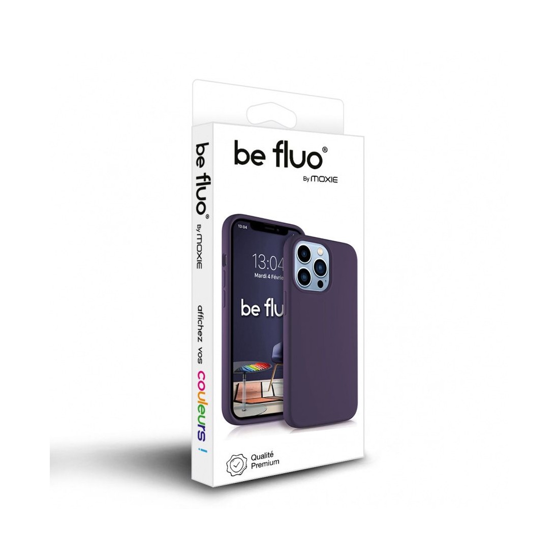 Coque Silicone Moxie BeFluo Fine et Légère pour iPhone 14 Pro Max, Intérieur Microfibre - Cassis