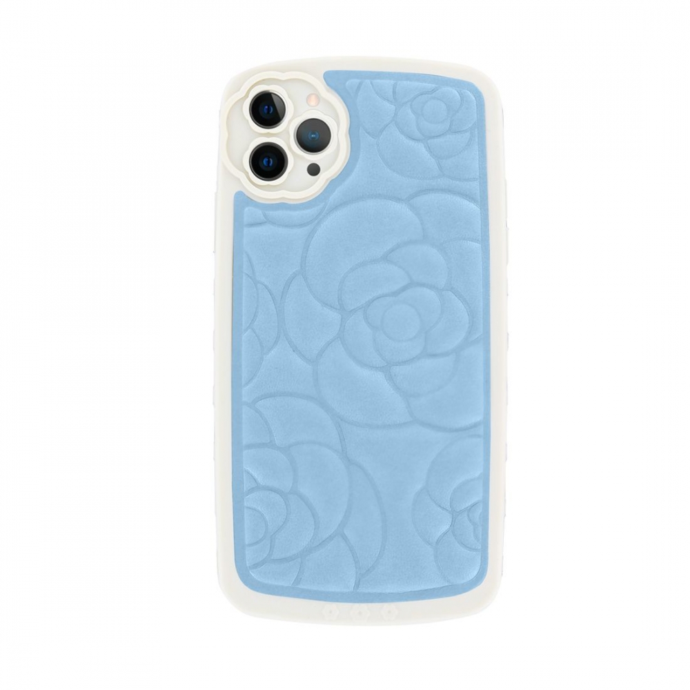 Coque TPU bimatière motif fleur - iphone 12 Pro - Bleu clair