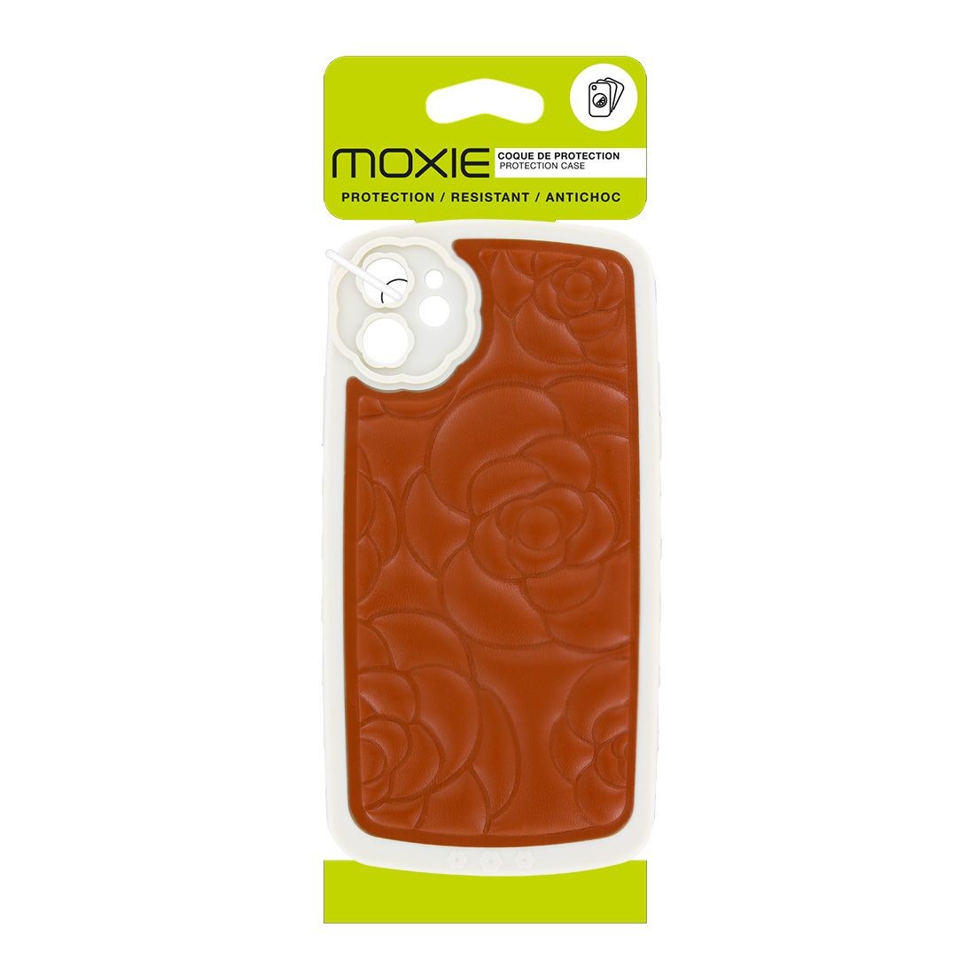 Coque tpu et pu - bimatière motif fleur pour iphone 12 Pro - Marron