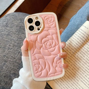 Coque tpu et pu - bimatière motif fleur pour iphone 12 Pro - Rose