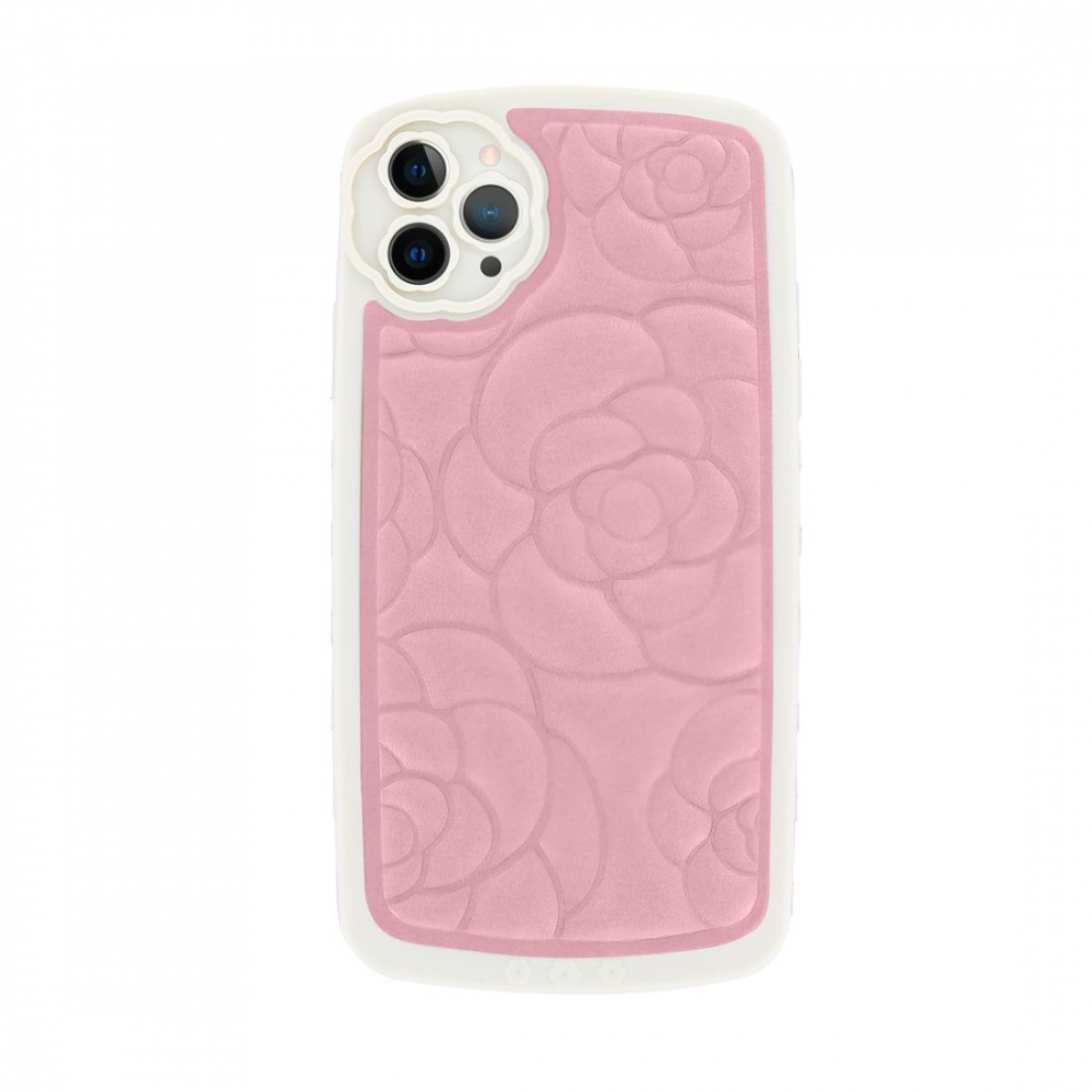 Coque tpu et pu - bimatière motif fleur pour iphone 12 Pro - Rose