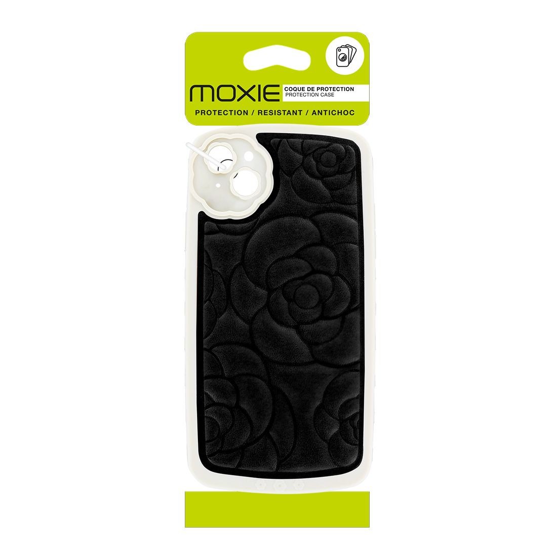 Coque tpu et pu - bimatière motif fleur pour iphone 13 - Noir