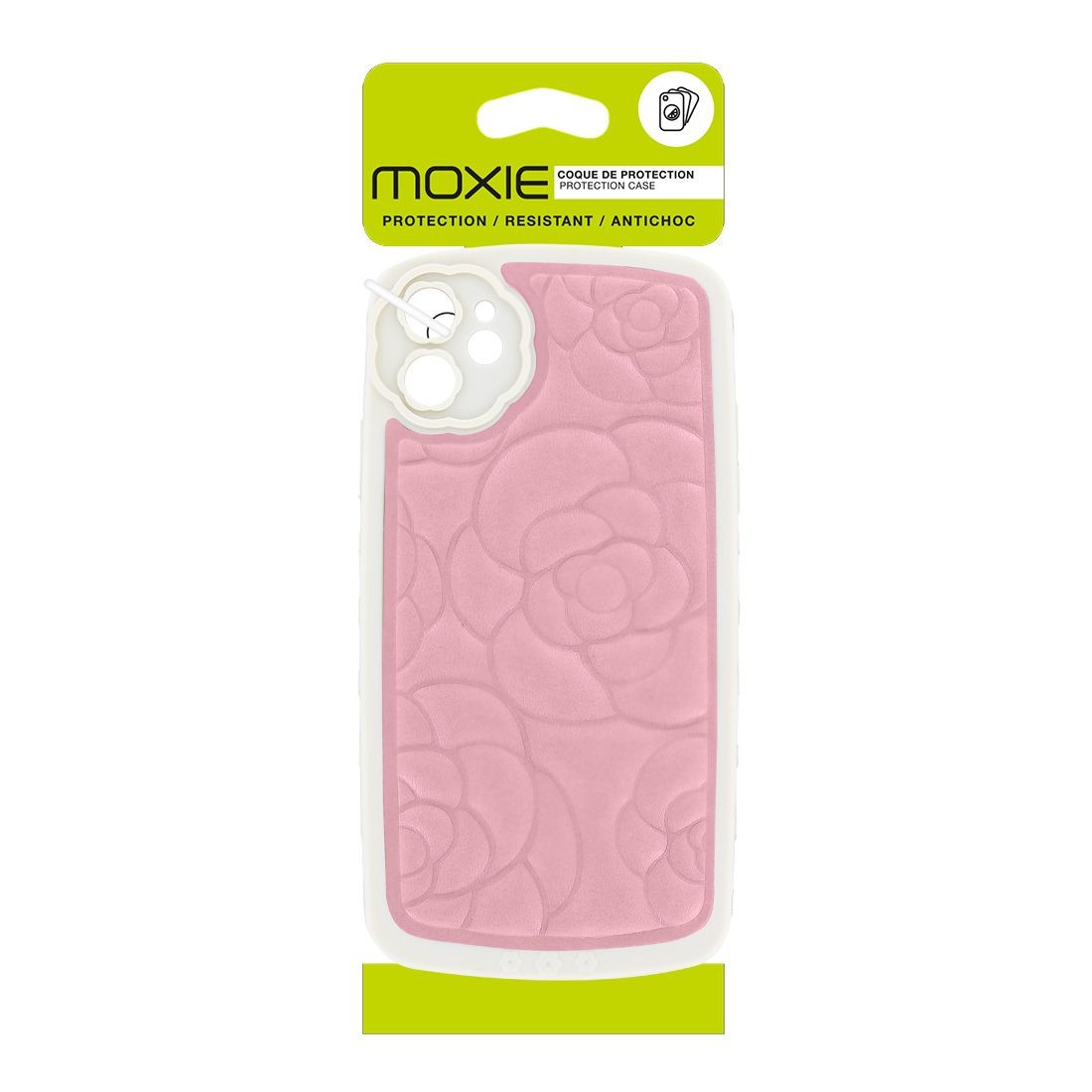 Coque tpu et pu - bimatière motif fleur pour iphone 13 - Rose