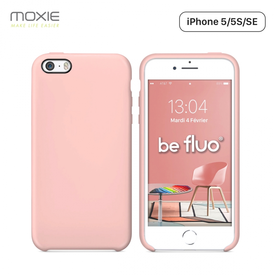 Moxie Coque iPhone 5/5S/SE [BeFluo] Coque Silicone Fine et Légère pour iPhone SE, iPhone 5S et iPhone 5, Intérieur Microfibre, C