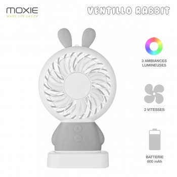 Moxie Mini Ventilateur [Rabbit Fan] Ventilateur Portatif à 2 Vitesses, Batterie de 800mAh Intégrée, Ventilo Lumineux avec Dragon