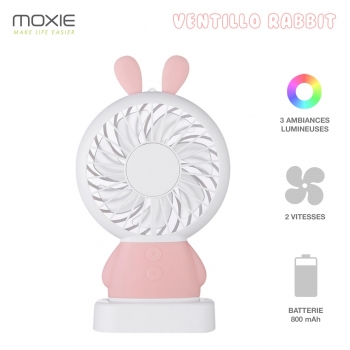 Moxie Mini Ventilateur [Rabbit Fan] Ventilateur Portatif à 2 Vitesses, Batterie de 800mAh Intégrée, Ventilo Lumineux avec Dragon