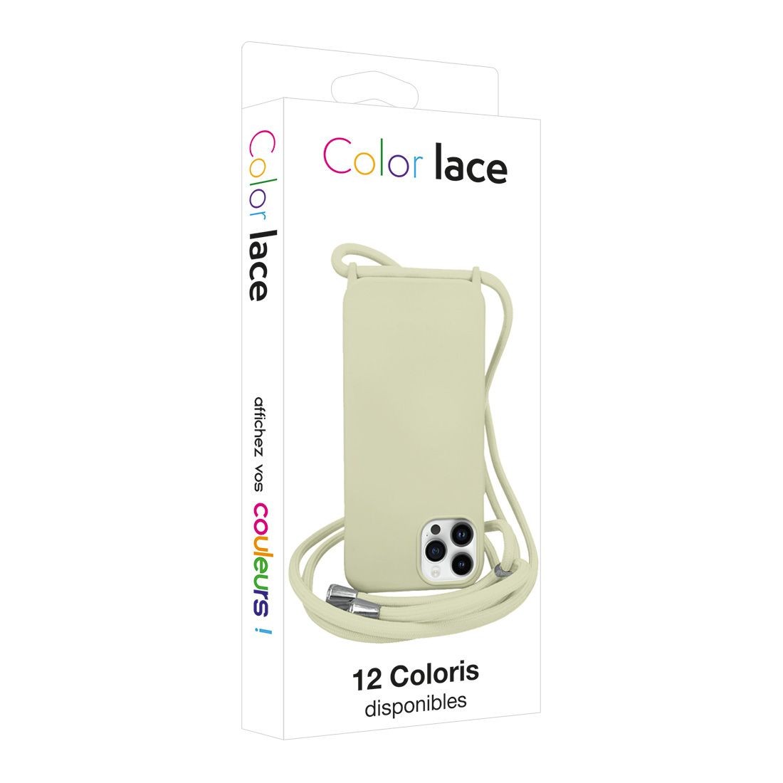 Coque premium Color Lace avec tour de cou 8mm pour iphone 12/12 Pro - Blanc creme