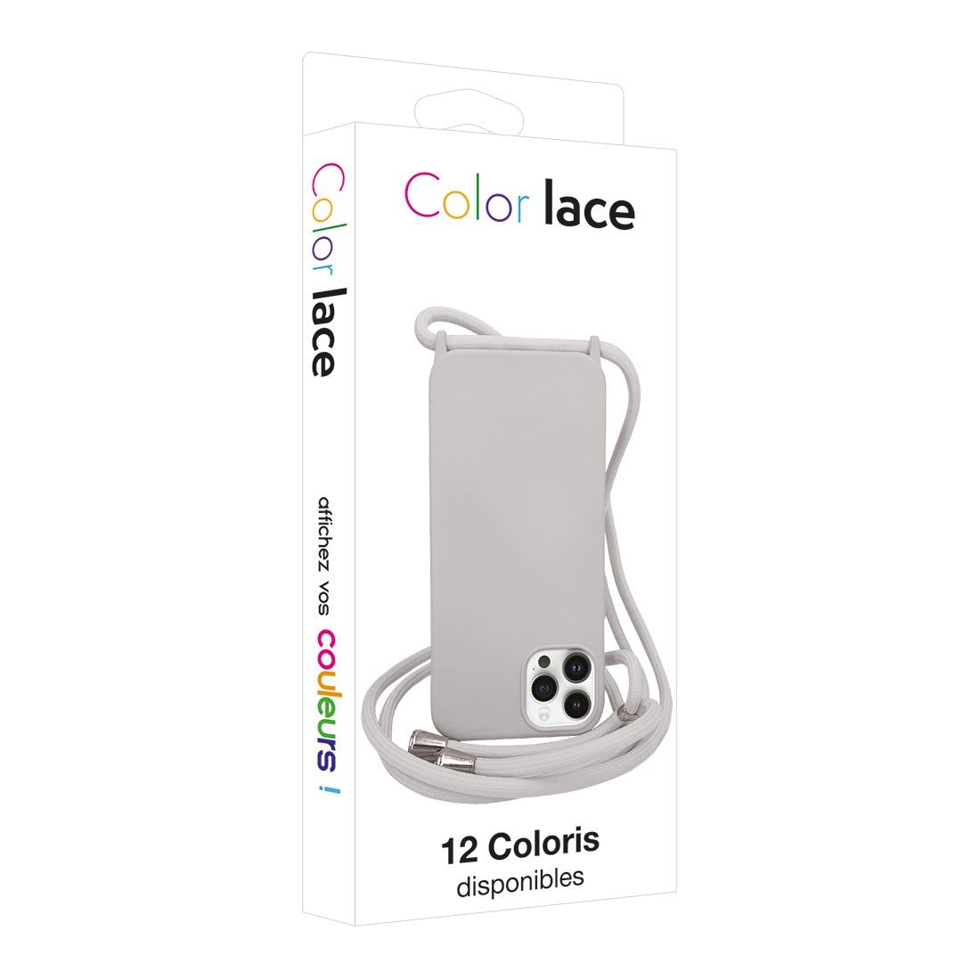 Coque premium Color Lace avec tour de cou 8mm pour iphone 12 / 12 Pro - Gris