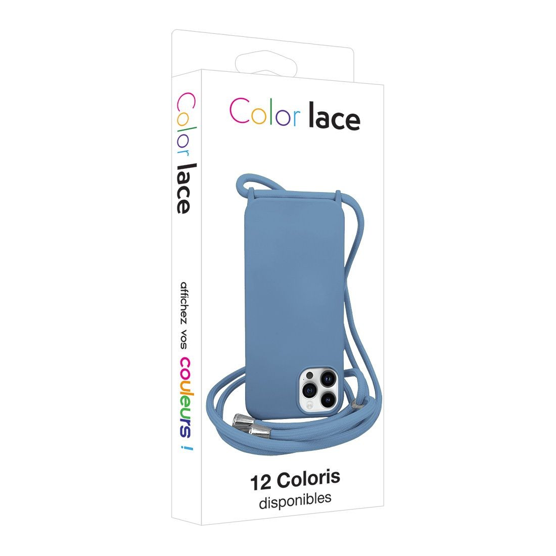 Coque premium Color Lace avec tour de cou 8mm pour iphone 14 -  Bleu acier