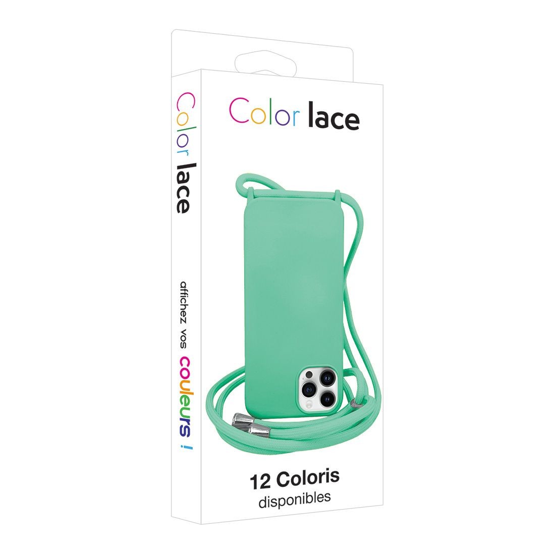 Coque premium Color Lace avec tour de cou 8mm pour iphone 14 -  turquoise