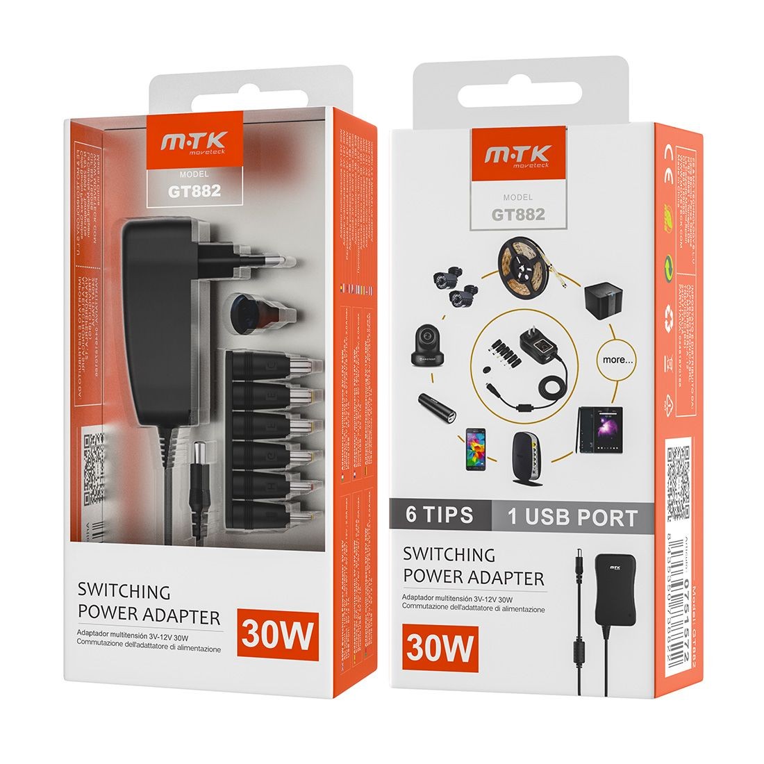 Chargeur secteur universel 30W avec 6 connecteurs GT882