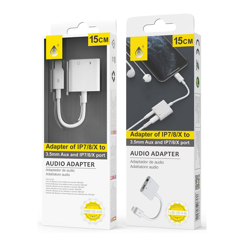 Adaptateur lightning NB1246 vers 1 port lightning et 1 sortie jack 3.5mm