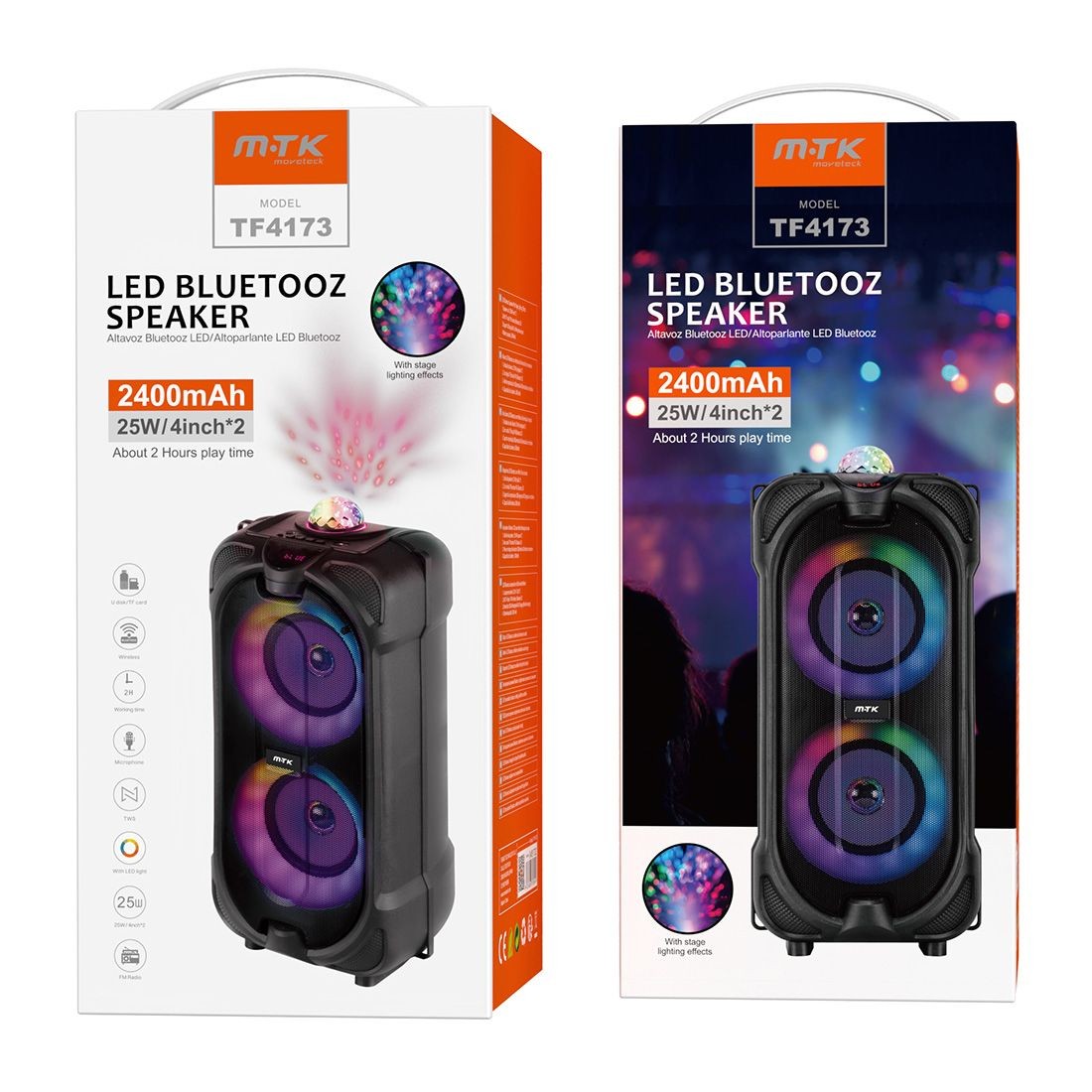 Enceinte bluetooth 25W avec boule a facette et entrée micro E6279