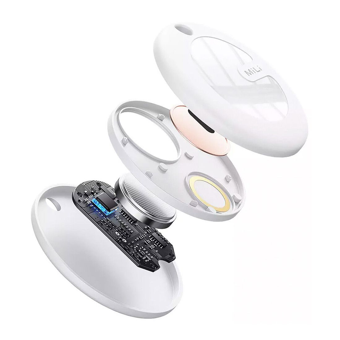 Mili Tag Localisateur avec Porte Clefs Apple Find My - Blanc