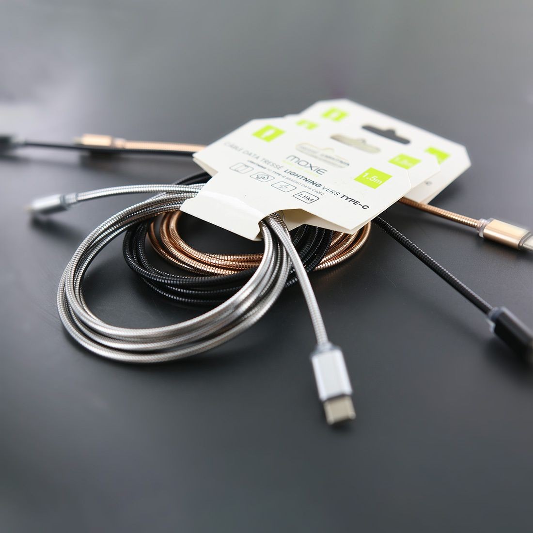 Cable de charge en metal Type-C vers lightning - 1.5M - Argent