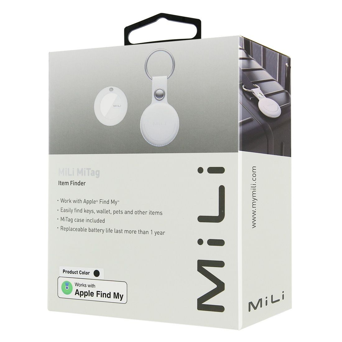 Mili Tag Localisateur avec Porte Clefs Apple Find My - Blanc