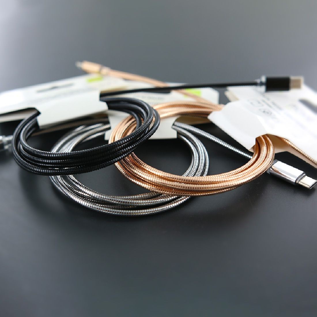 Cable de charge en metal USB-A vers lightning - 1.5M - Or