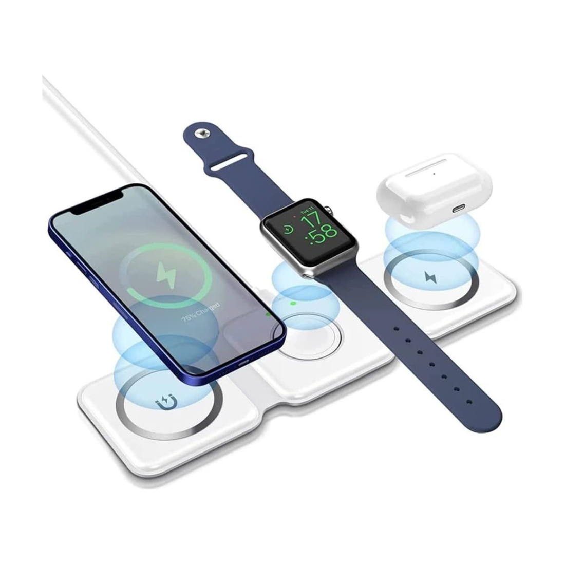 Chargeur sans fil 3 en 1 MagSafe 15W smartphone, AirPods et Apple Watch