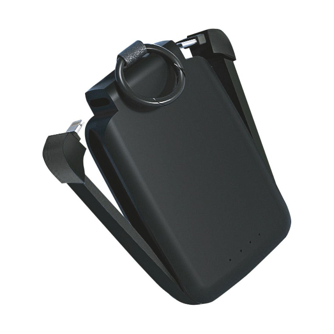 Powerbank porte-clés 2000 mAh câbles Lightning et Type-C intégrés - Noir