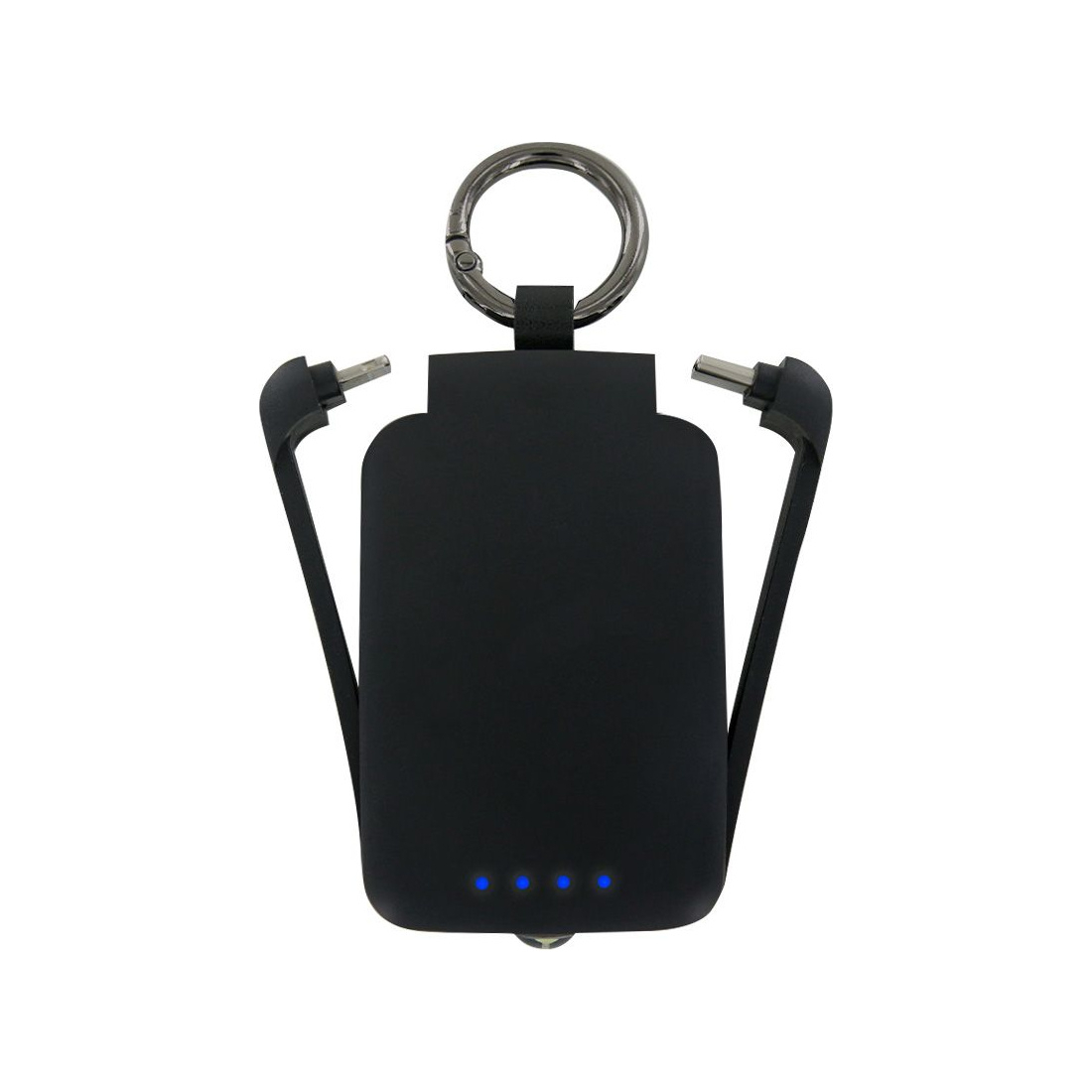 Powerbank porte-clés 2000 mAh câbles Lightning et Type-C intégrés - Noir