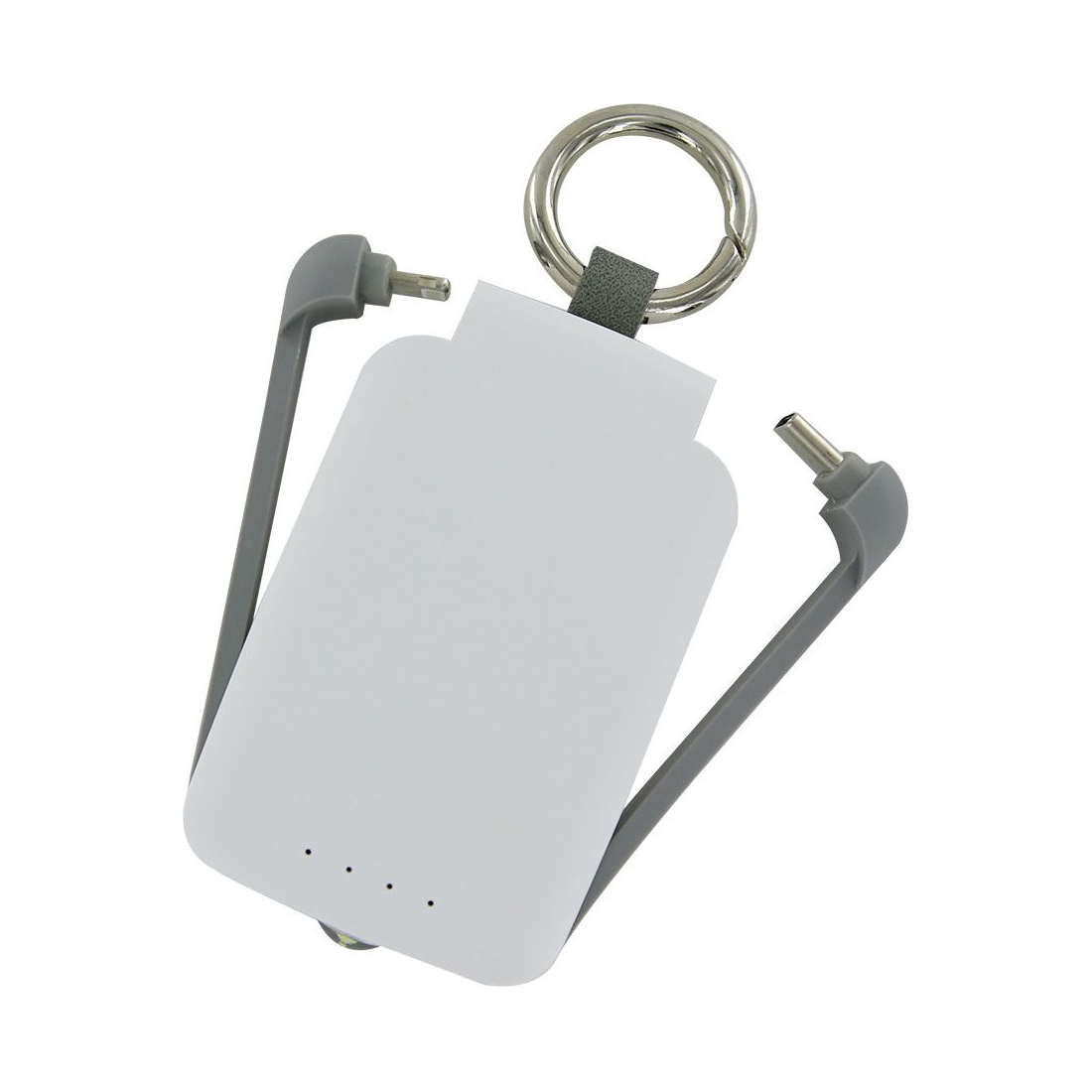 Powerbank porte-clés 2000 mAh câbles Lightning et Type-C intégrés - Blanc