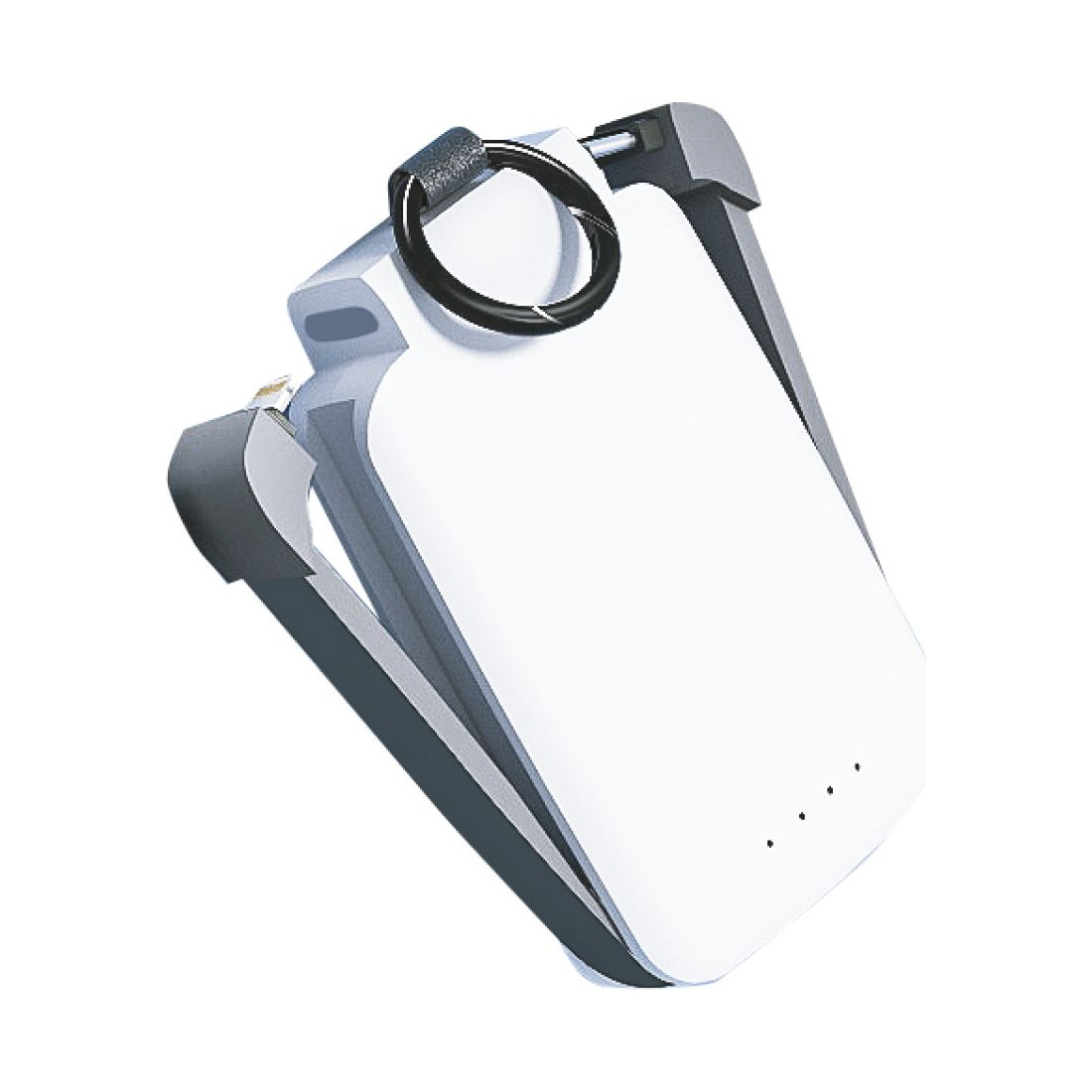 Powerbank porte-clés 2000 mAh câbles Lightning et Type-C intégrés - Blanc