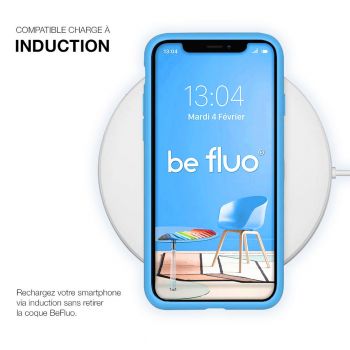 Coque Silicone Moxie BeFluo Fine et Légère pour iPhone 15, Intérieur Microfibre - Bleu clair