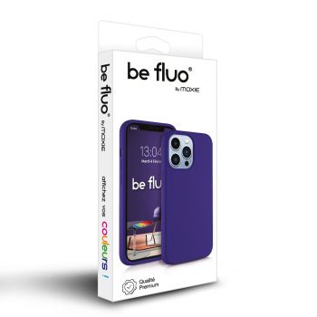 Coque Silicone Moxie BeFluo Fine et Légère pour iPhone 15, Intérieur Microfibre - Violet