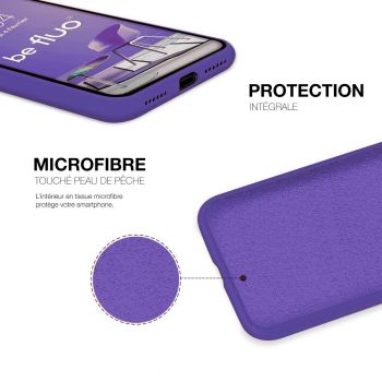 Coque Silicone Moxie BeFluo Fine et Légère pour iPhone 15, Intérieur Microfibre - Violet