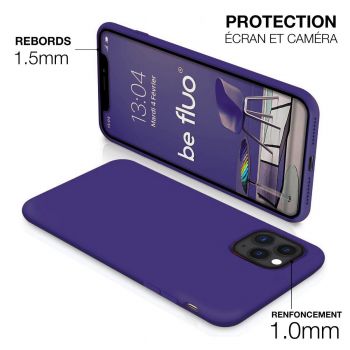 Coque Silicone Moxie BeFluo Fine et Légère pour iPhone 15, Intérieur Microfibre - Violet