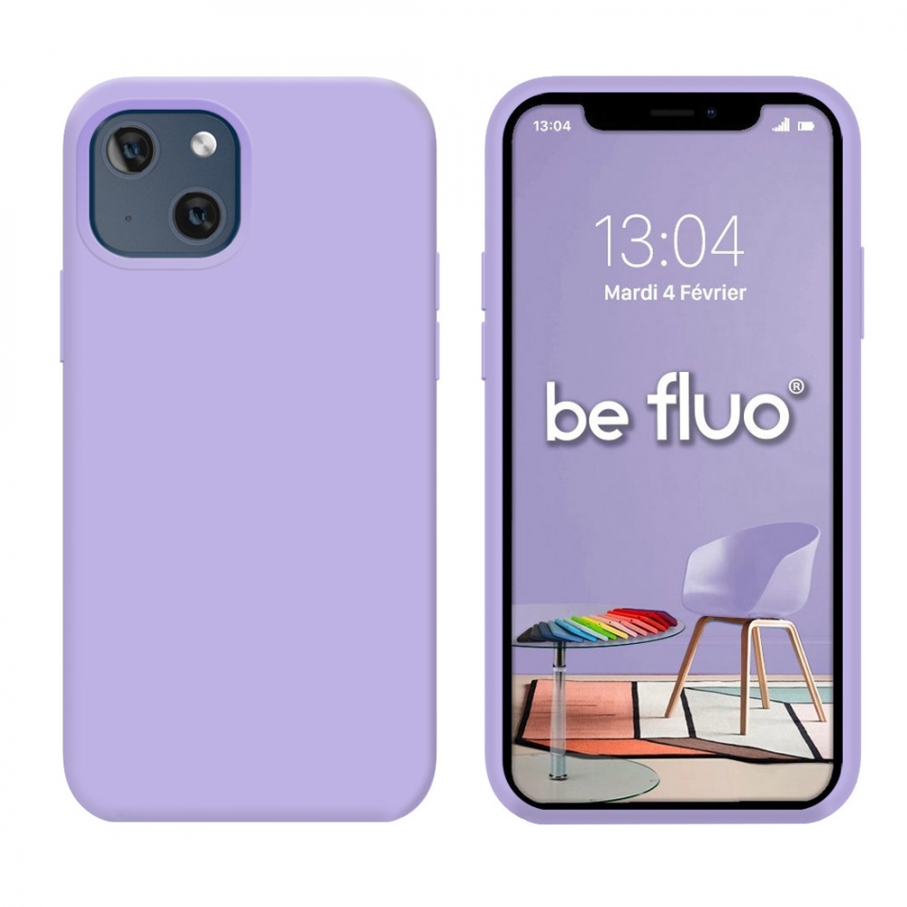 Coque Silicone Moxie BeFluo Fine et Légère pour iPhone 15, Intérieur Microfibre - Lilas