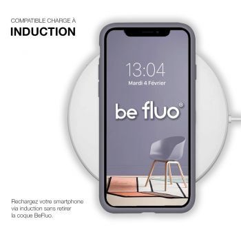 Coque Silicone Moxie BeFluo Fine et Légère pour iPhone 15, Intérieur Microfibre - Gris lavande