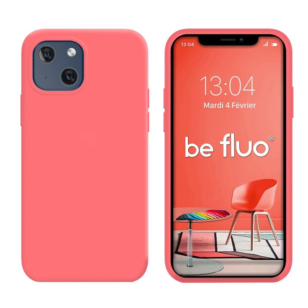 Coque Silicone Moxie BeFluo Fine et Légère pour iPhone 15 Plus, Intérieur Microfibre - Rose