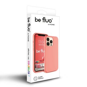 Coque Silicone Moxie BeFluo Fine et Légère pour iPhone 15 Plus, Intérieur Microfibre - Rose