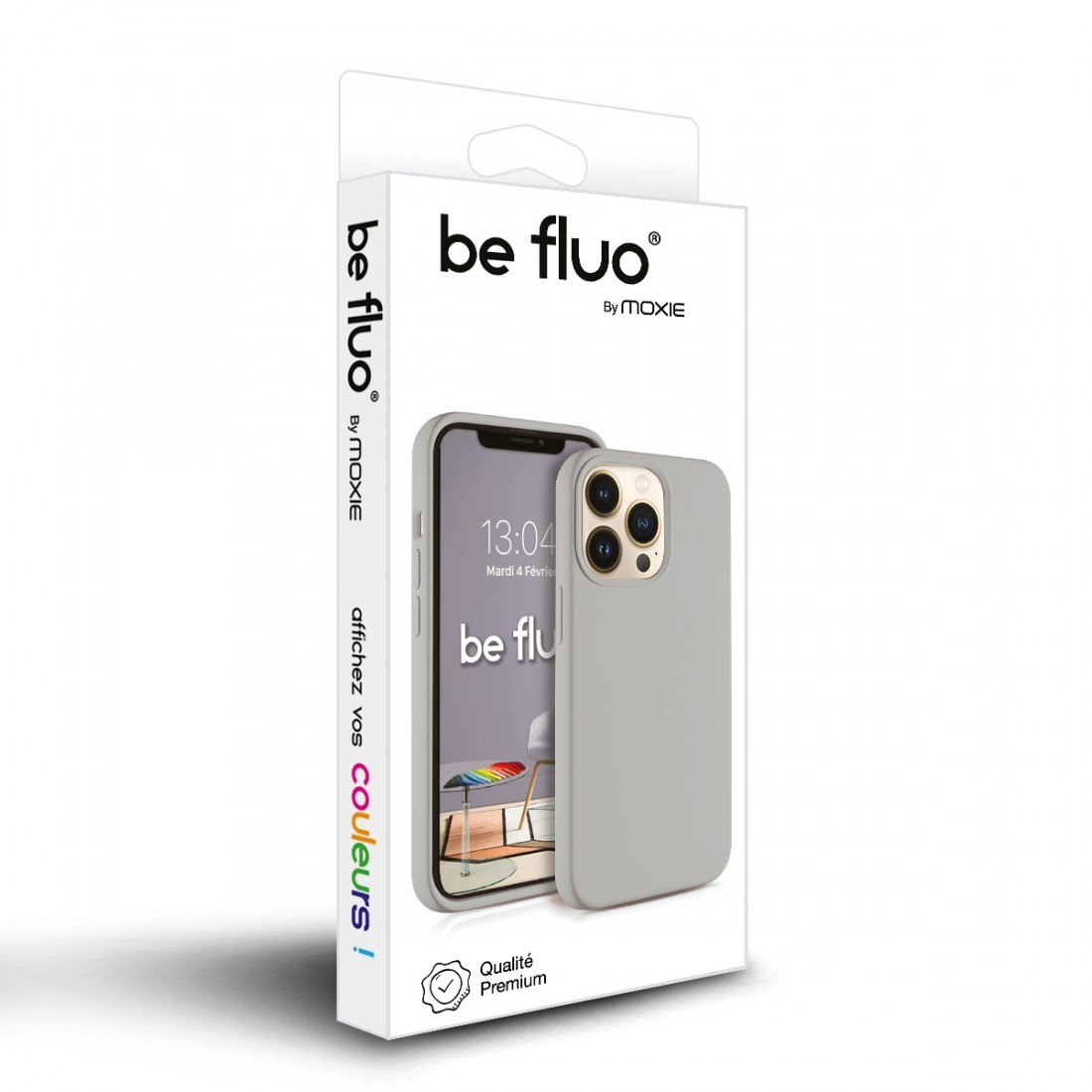 Coque Silicone Moxie BeFluo Fine et Légère pour iPhone 15 Pro, Intérieur Microfibre - Gris Nardo
