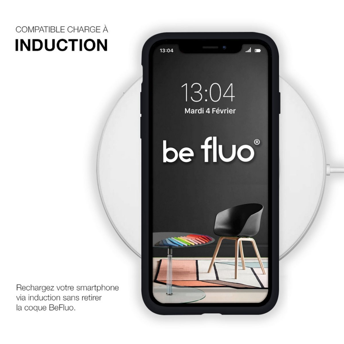 Coque Silicone Moxie BeFluo Fine et Légère pour iPhone 15 Pro Max, Intérieur Microfibre - Noir