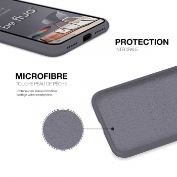 Coque Silicone Moxie BeFluo Fine et Légère pour iPhone 15 Pro Max, Intérieur Microfibre - Gris lavande