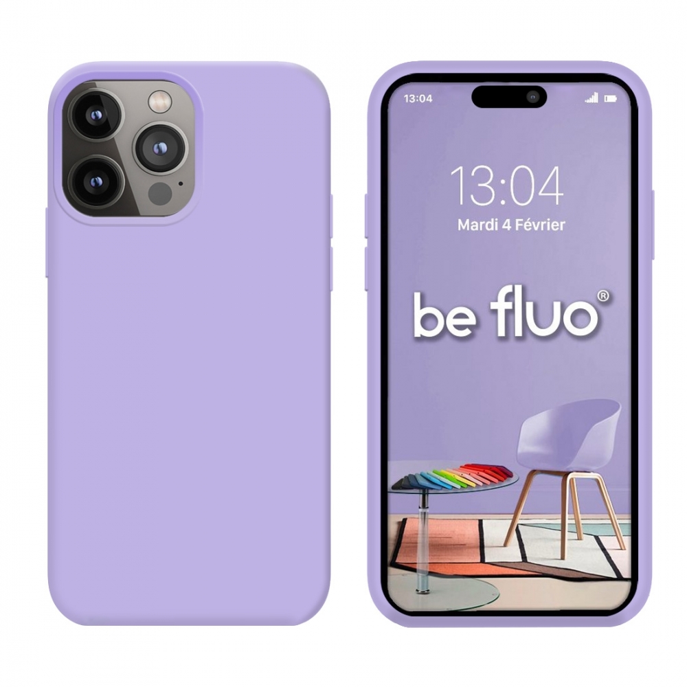 Coque Silicone Moxie BeFluo Fine et Légère pour iPhone 15 Pro Max, Intérieur Microfibre - Lilas