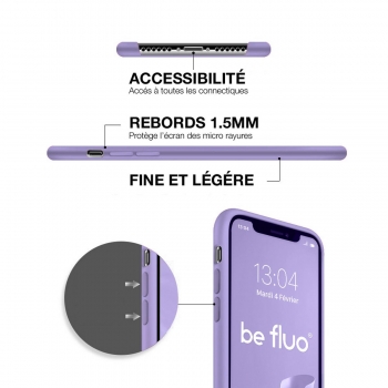 Coque Silicone Moxie BeFluo Fine et Légère pour iPhone 15 Pro Max, Intérieur Microfibre - Lilas