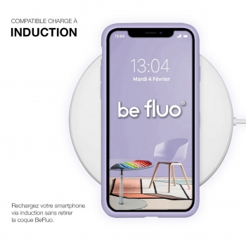 Coque Silicone Moxie BeFluo Fine et Légère pour iPhone 15 Pro Max, Intérieur Microfibre - Lilas